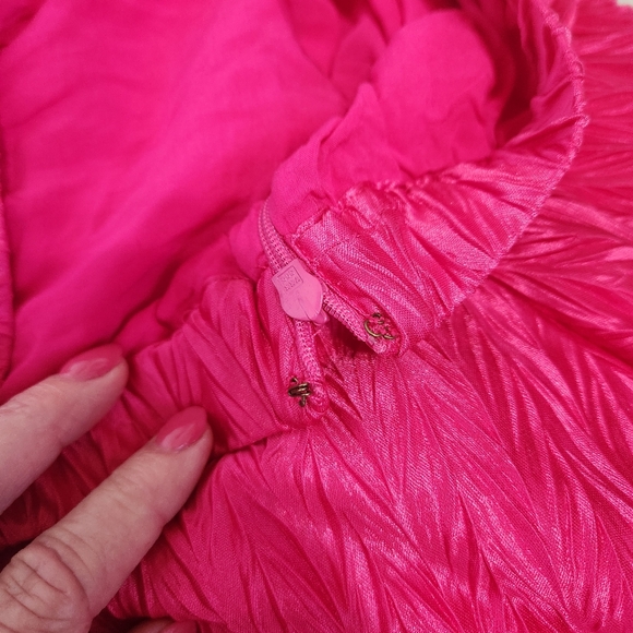 Anthropologie Maeve Pleated Shine Midi Skirt Fushia Hot Pink Barbiecore Girlypop - Picture 9 of 15
